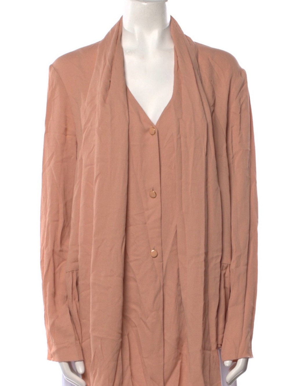 Lanvin Peach Button-Front Draped Blouse